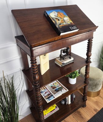 Italian Carved Walnut Wood Three Shelves, 1950s-EUP-2023168