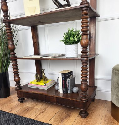 Italian Carved Walnut Wood Three Shelves, 1950s-EUP-2023168