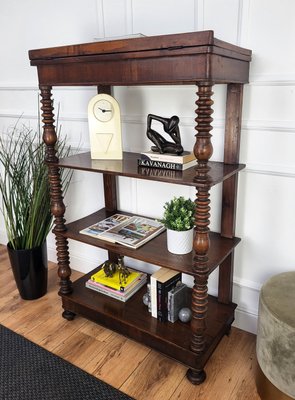 Italian Carved Walnut Wood Three Shelves, 1950s-EUP-2023168