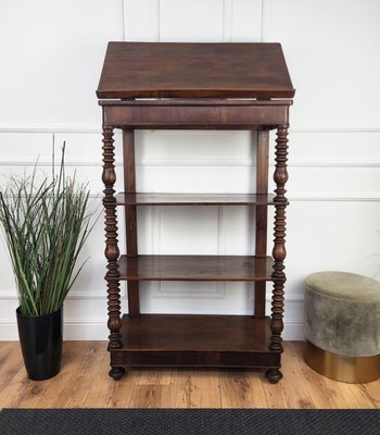 Italian Carved Walnut Wood Three Shelves, 1950s-EUP-2023168