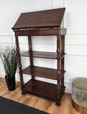 Italian Carved Walnut Wood Three Shelves, 1950s-EUP-2023168