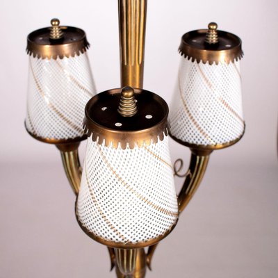 Italian Ceiling Lamp in Brass and Filigree Glass, 1940s-VMM-2042306