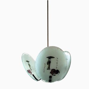 Italian Ceiling Lamp with Japanese Motifs, 1960s-QDP-844017