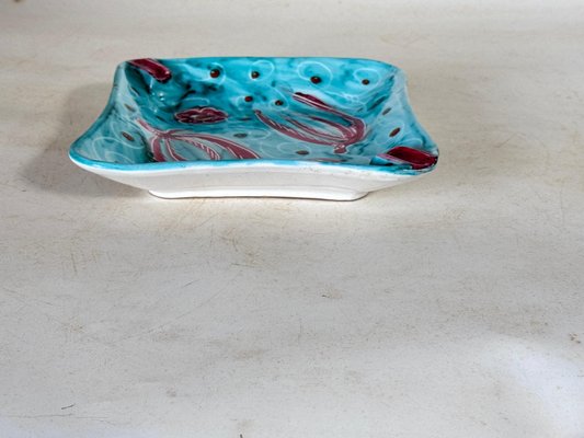 Italian Ceramic Blue and Red Ashtray, 1960-UR-1801510