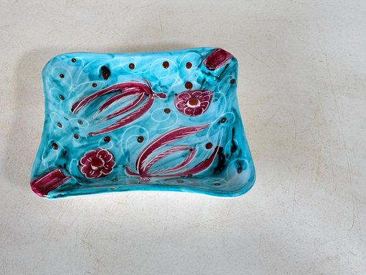 Italian Ceramic Blue and Red Ashtray, 1960-UR-1801510