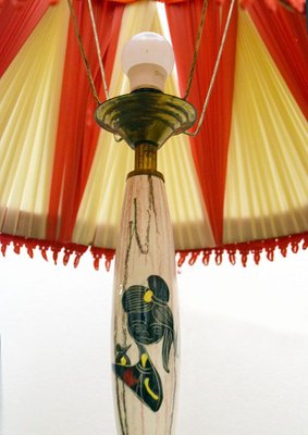 Italian Ceramic Floor Lamp with Table / Shelf, 1950s-HS-890677