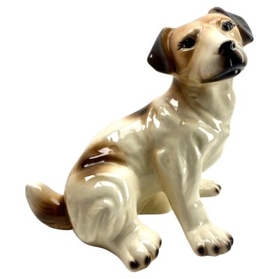 Italian Ceramic Glazed Handpainted Dog Sculpture, 1950s-MJY-1740100