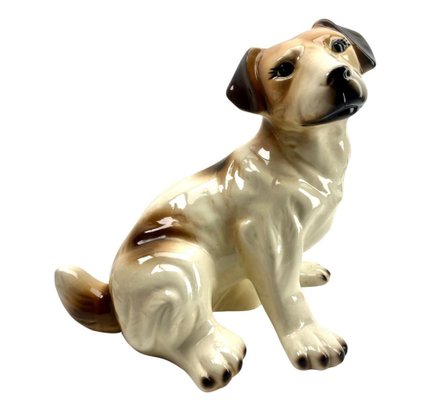 Italian Ceramic Glazed Handpainted Dog Sculpture, 1950s-MJY-1740100