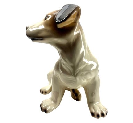 Italian Ceramic Glazed Handpainted Dog Sculpture, 1950s-MJY-1740100