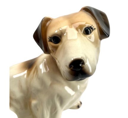 Italian Ceramic Glazed Handpainted Dog Sculpture, 1950s-MJY-1740100