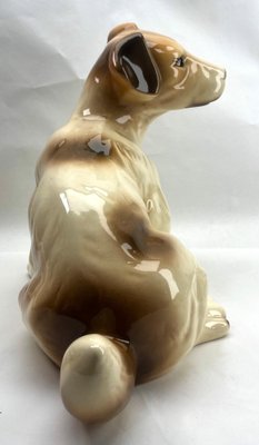 Italian Ceramic Glazed Handpainted Dog Sculpture, 1950s-MJY-1740100