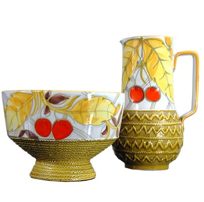 Italian Ceramic Jug and Bowl Set from Fratelli Fanciullacci, 1960s, Set of 2-GIW-619849