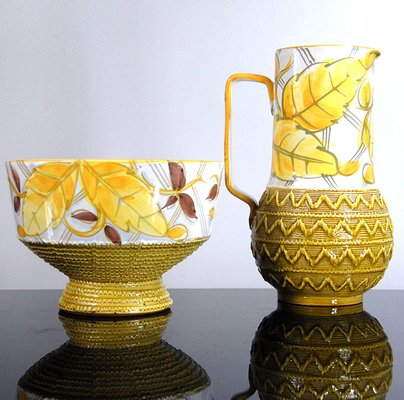 Italian Ceramic Jug and Bowl Set from Fratelli Fanciullacci, 1960s, Set of 2-GIW-619849