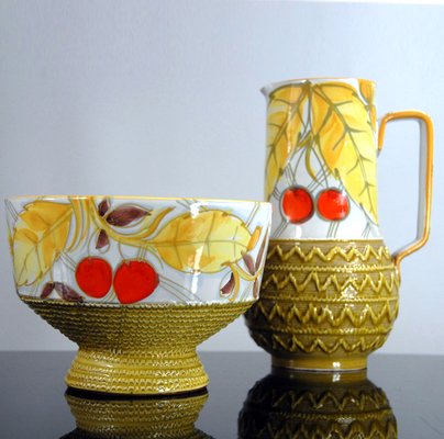 Italian Ceramic Jug and Bowl Set from Fratelli Fanciullacci, 1960s, Set of 2-GIW-619849