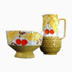 Italian Ceramic Jug and Bowl Set from Fratelli Fanciullacci, 1960s, Set of 2-GIW-619849