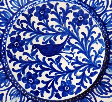 Italian Ceramic Plates with Cobalt Blue Decorations, Deruta, 1950s, Set of 5-QRS-1436254