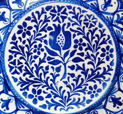 Italian Ceramic Plates with Cobalt Blue Decorations, Deruta, 1950s, Set of 5-QRS-1436254