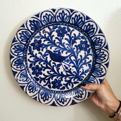 Italian Ceramic Plates with Cobalt Blue Decorations, Deruta, 1950s, Set of 5-QRS-1436254