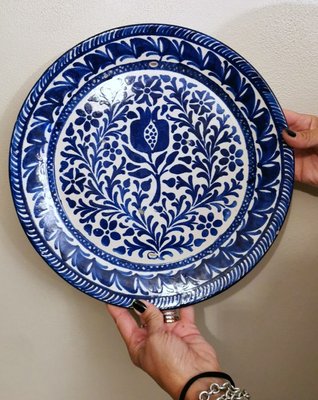 Italian Ceramic Plates with Cobalt Blue Decorations, Deruta, 1950s, Set of 5-QRS-1436254