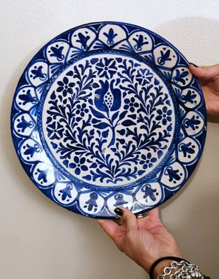 Italian Ceramic Plates with Cobalt Blue Decorations, Deruta, 1950s, Set of 5-QRS-1436254