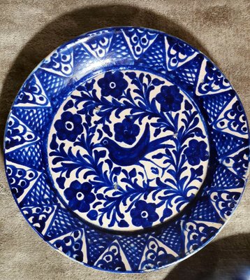 Italian Ceramic Plates with Cobalt Blue Decorations, Deruta, 1950s, Set of 5-QRS-1436254