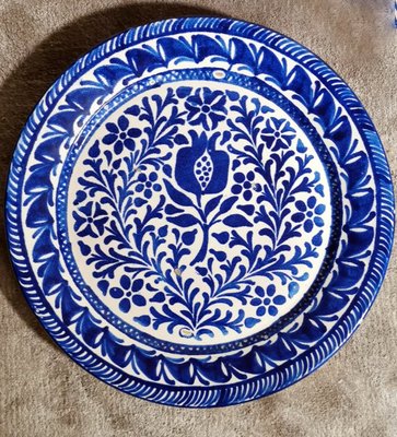 Italian Ceramic Plates with Cobalt Blue Decorations, Deruta, 1950s, Set of 5-QRS-1436254