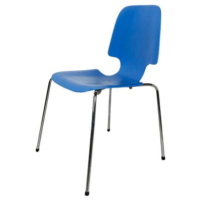 Italian Chair with Light Blue Wooden Shell and Chromed Steel Legs, 1960s-GDD-1743385