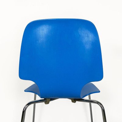 Italian Chair with Light Blue Wooden Shell and Chromed Steel Legs, 1960s-GDD-1743385