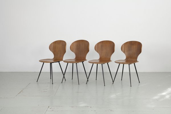 Italian Chairs by Carlo Ratti for Industria Legni Curvati, 1950s, Set of 4-AA-1802887