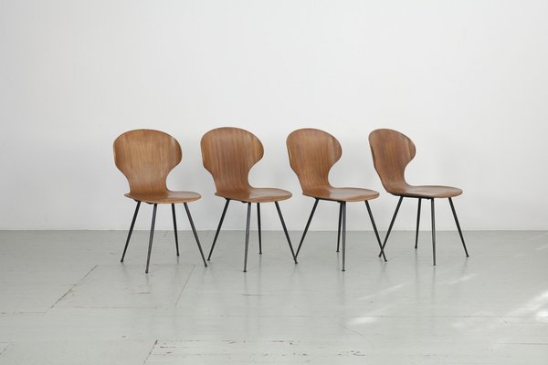 Italian Chairs by Carlo Ratti for Industria Legni Curvati, 1950s, Set of 4-AA-1802887