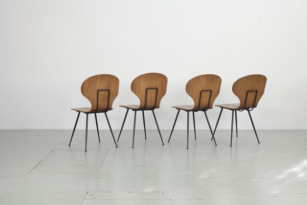 Italian Chairs by Carlo Ratti for Industria Legni Curvati, 1950s, Set of 4-AA-1802887