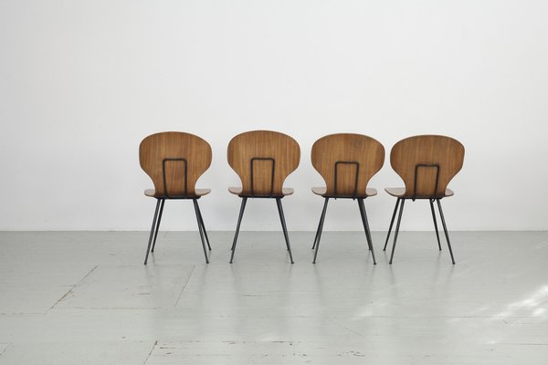 Italian Chairs by Carlo Ratti for Industria Legni Curvati, 1950s, Set of 4-AA-1802887