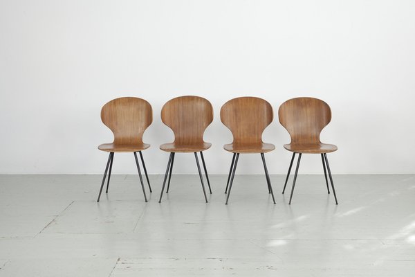 Italian Chairs by Carlo Ratti for Industria Legni Curvati, 1950s, Set of 4-AA-1802887