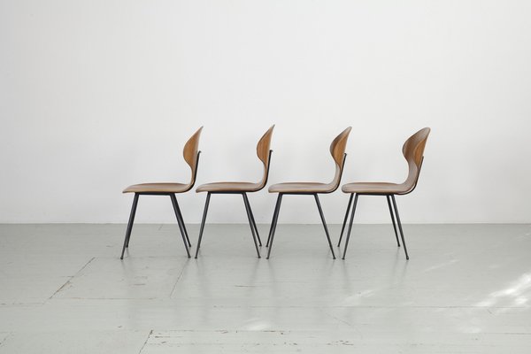 Italian Chairs by Carlo Ratti for Industria Legni Curvati, 1950s, Set of 4-AA-1802887