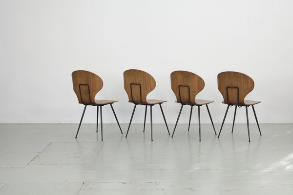 Italian Chairs by Carlo Ratti for Industria Legni Curvati, 1950s, Set of 4-AA-1802887