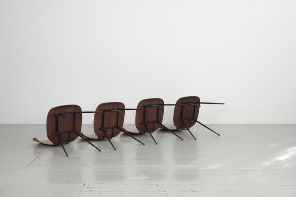 Italian Chairs by Carlo Ratti for Industria Legni Curvati, 1950s, Set of 4-AA-1802887