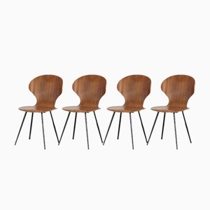 Italian Chairs by Carlo Ratti for Industria Legni Curvati, 1950s, Set of 4-AA-1802887