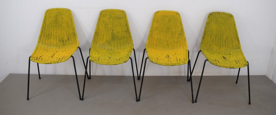 Italian Chairs by Gianfranco Legler, 1960s, Set of 4-AOL-1093144