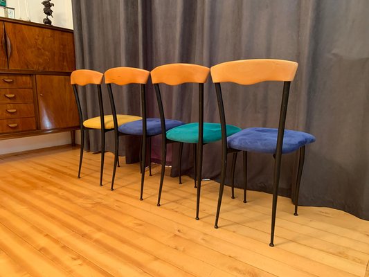 Italian Chairs in Alcantara, 1980s, Set of 4-VQM-1336756