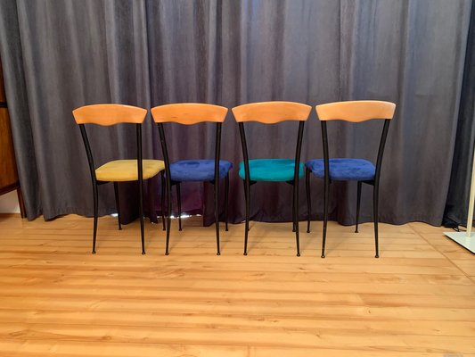 Italian Chairs in Alcantara, 1980s, Set of 4-VQM-1336756