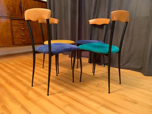 Italian Chairs in Alcantara, 1980s, Set of 4-VQM-1336756