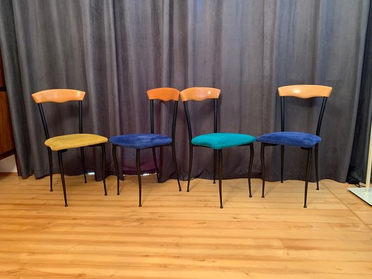 Italian Chairs in Alcantara, 1980s, Set of 4-VQM-1336756