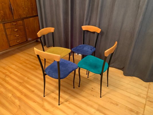 Italian Chairs in Alcantara, 1980s, Set of 4-VQM-1336756