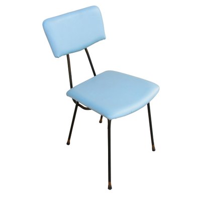 Italian Chairs in Blue Leatherette and Metalic Structure by Luigi Scremin, 1950, Set of 10-UZ-1270586