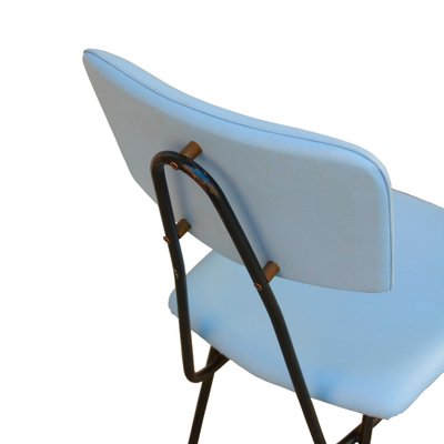 Italian Chairs in Blue Leatherette and Metalic Structure by Luigi Scremin, 1950, Set of 10-UZ-1270586