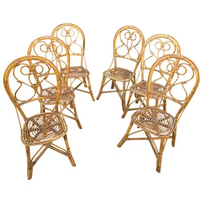 Italian Chairs in Rattan and Bamboo, 1960s, Set of 6-LYQ-1171664