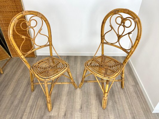 Italian Chairs in Rattan and Bamboo, 1960s, Set of 6-LYQ-1171664