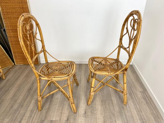 Italian Chairs in Rattan and Bamboo, 1960s, Set of 6-LYQ-1171664