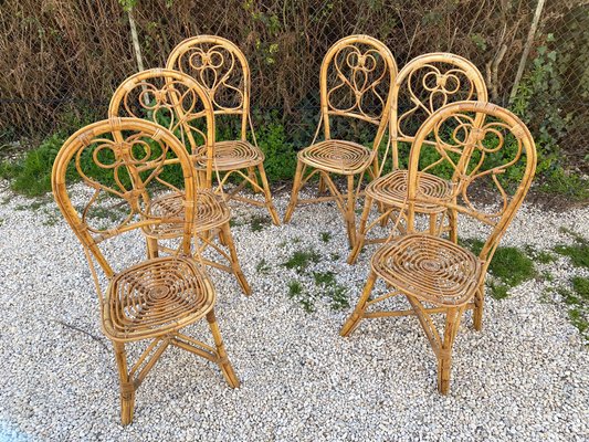 Italian Chairs in Rattan and Bamboo, 1960s, Set of 6-LYQ-1171664