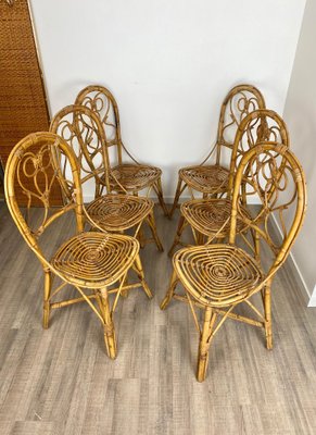 Italian Chairs in Rattan and Bamboo, 1960s, Set of 6-LYQ-1171664